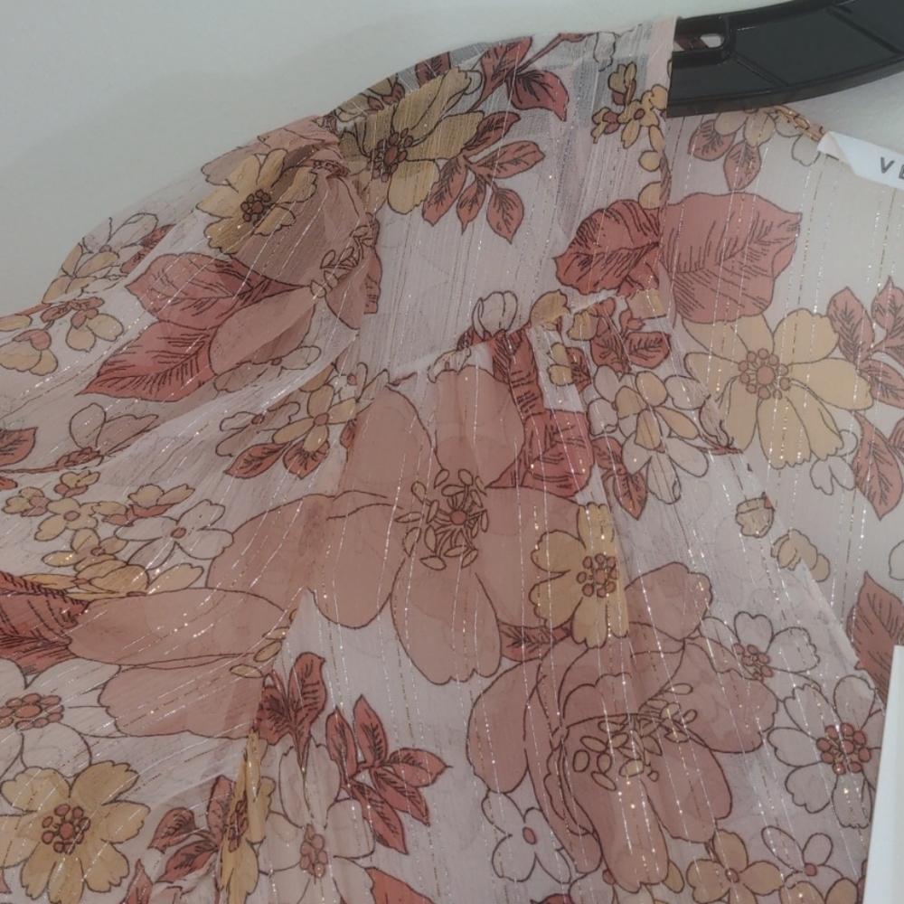 Veronica Beard Floral Cybil Melon Dress 4 - Picture 13 of 14